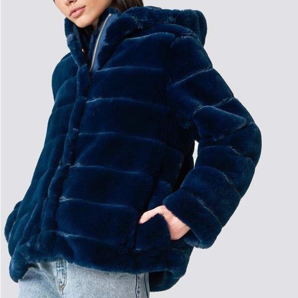 Samsoe samsoe navy faux fur jacket